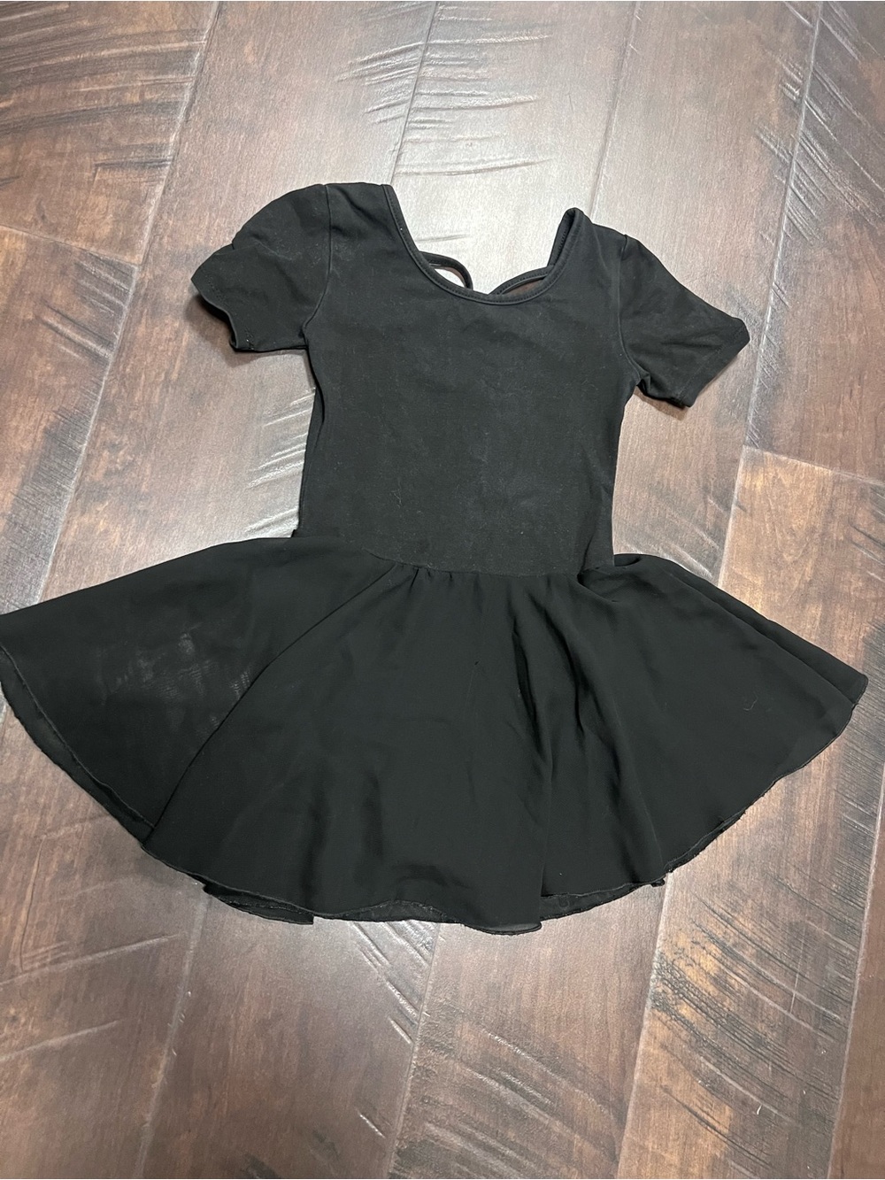 Black Girls' Short-Sleeve Ballet Costume Dress